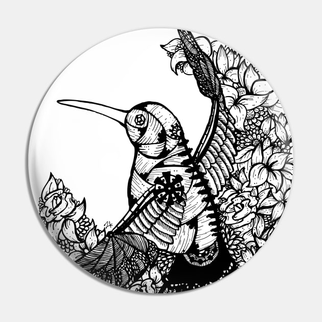 Hummingbird with Flower Pin by zarya_kiqo