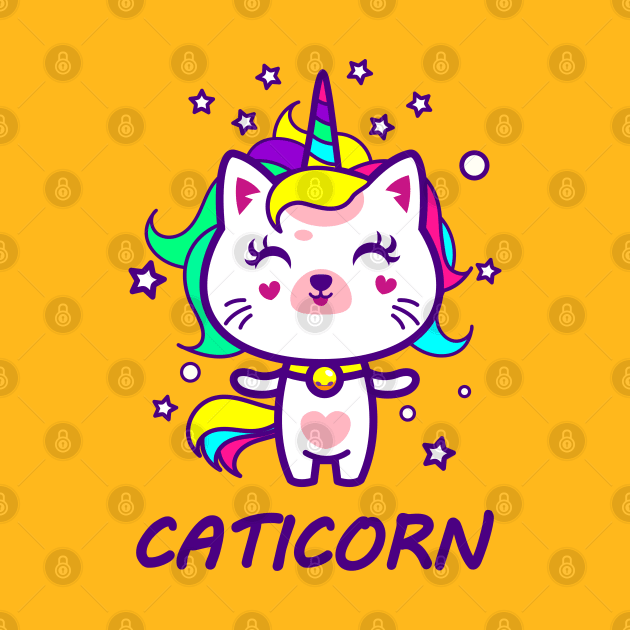 Magical Caticorn - Unicorn Cat T-Shirt for Girls and Kids by vpgdesigns