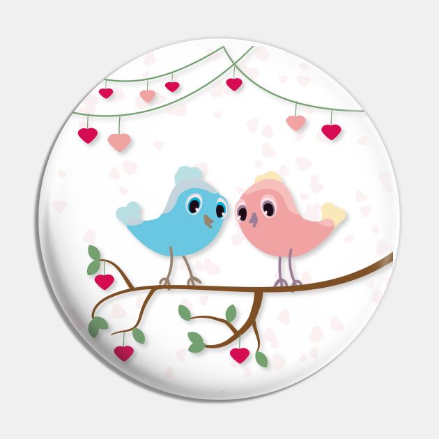 Love birds sitting on tree branch Pin by Montanescu