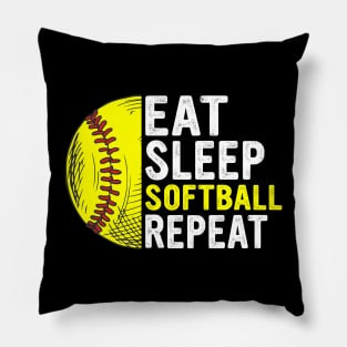 Eat Sleep Softball Repeat Funny Softball Players Kids Boys Pillow