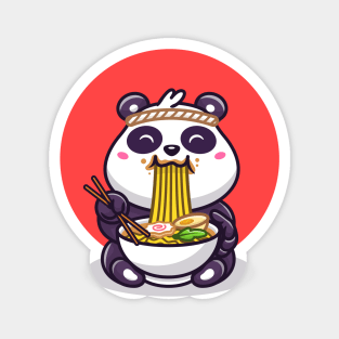 Cute Panda Eating Ramen Noodle Magnet