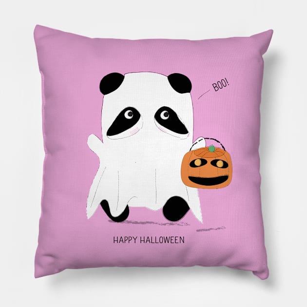 Halloween Panda Ghost Pillow by so_celia