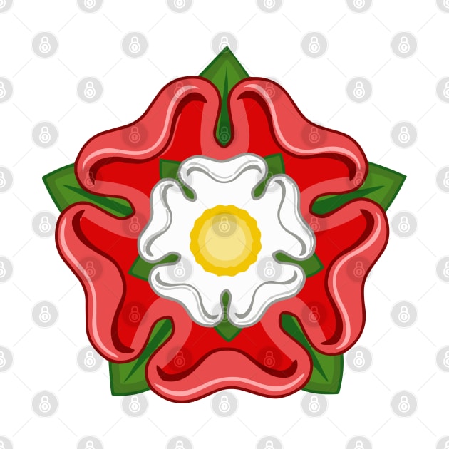 English Red Tudor Rose Heraldic Emblem by RetroGeek