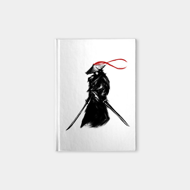 Samurai Warrior With Two Katana Swords Charcoal Drawing Samurai Art Notizblock Teepublic De