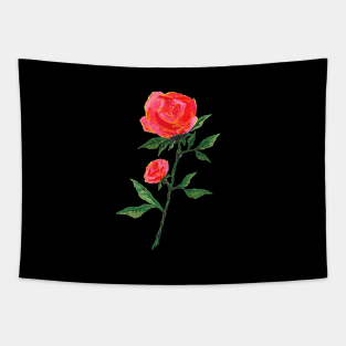 Red Rose Watercolor Tapestry