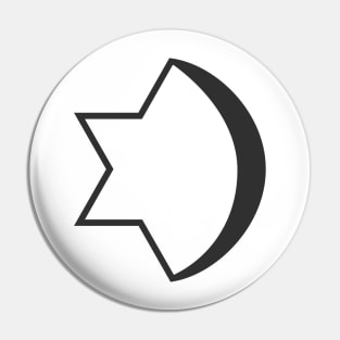 Combination of Star of David with Crescent religious symbols in black flat design icon Pin