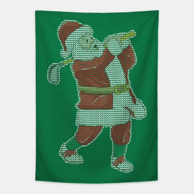Golfing Santa Claus Golf Golfer Christmas Knit Pattern Tapestry by E
