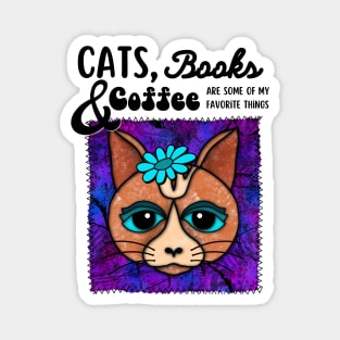 Cats, Books and Coffee Funny Design Magnet