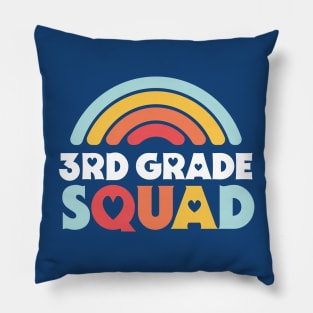 Cute School Teacher 3rd Grade Squad with Retro Rainbow and Hearts Pillow