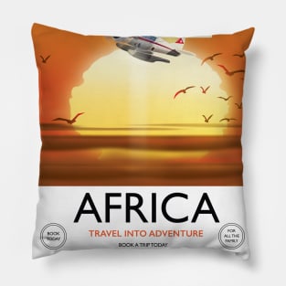 Africa Sunset travel poster Pillow