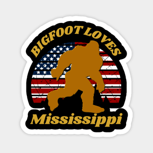 Bigfoot loves America and Mississippi too Magnet
