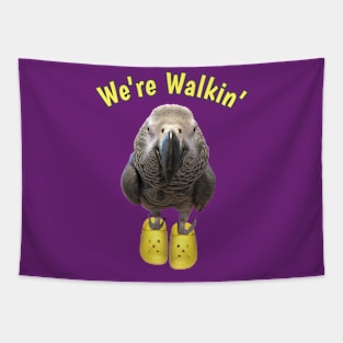 African Grey Parrot Walking Exercise Tapestry