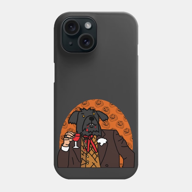 Vampire Dog Drinking Wine Halloween Horror Portrait Phone Case by ellenhenryart