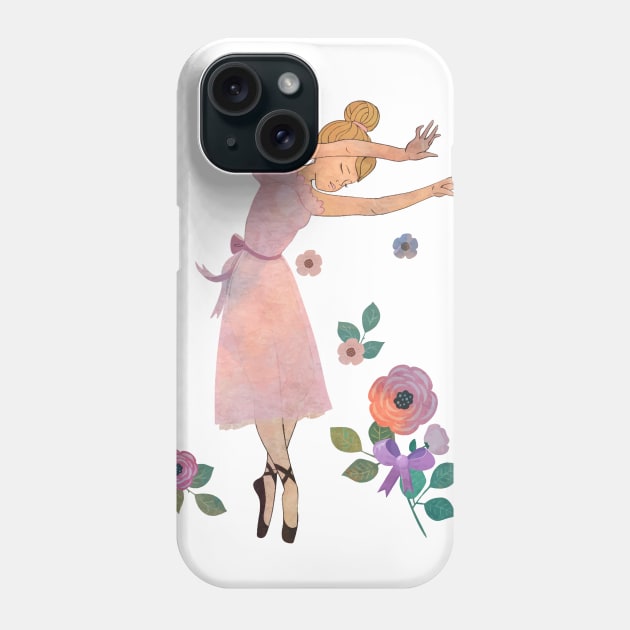 Swaying Ballet Dancer with Flowers Phone Case by TNMGRAPHICS