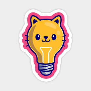 Cute Bulb Cat Cartoon Illustration Magnet