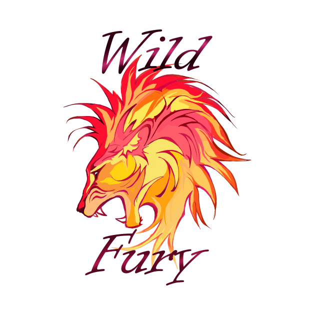 Lion Wild Fury, filled, red orange, darker by Animalistics