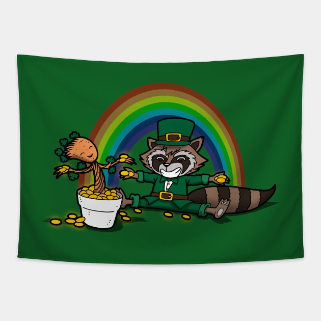 Saint Patrick's Day Superhero Dynamic Duo Leprechaun Tapestry by BoggsNicolas