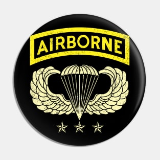 Airborne Paratrooper T-shirt White Jump Wings Airborne Tab Pin