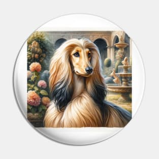 Watercolor Afghan Hound Puppies - Cute Puppy Pin