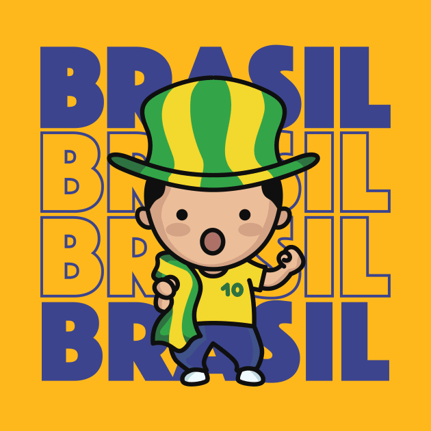 Brazil Football Fan // Kawaii Cute Brasil Soccer Supporter by SLAG_Creative