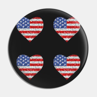 Hearts American Flag Glitter Sticker Pin