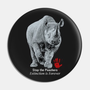 Black Rhino | Stop Poachers, Extinction is Forever Pin