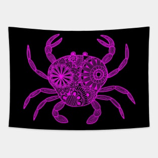 Mandala Crab (pink and black inverted) Tapestry