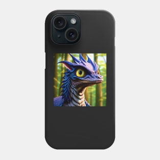 Smirking Blue Scaled Jungle Dragon with Big Eyes Phone Case