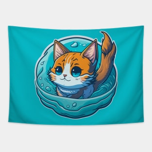 Water Elemental Cat Tapestry