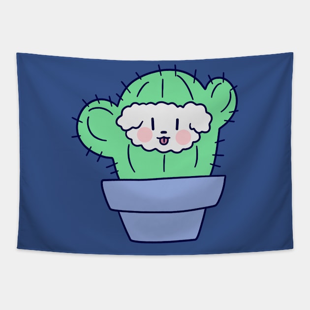 Fluffy Dog Face Cactus Tapestry by saradaboru