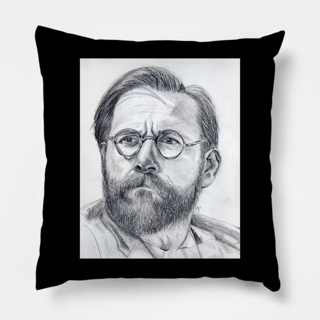 Gwyn Davies Pillow by AlieBlackArt