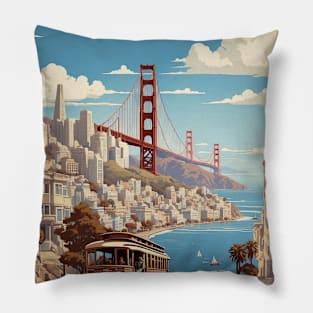 San Francisco California United States of America Tourism Vintage Pillow