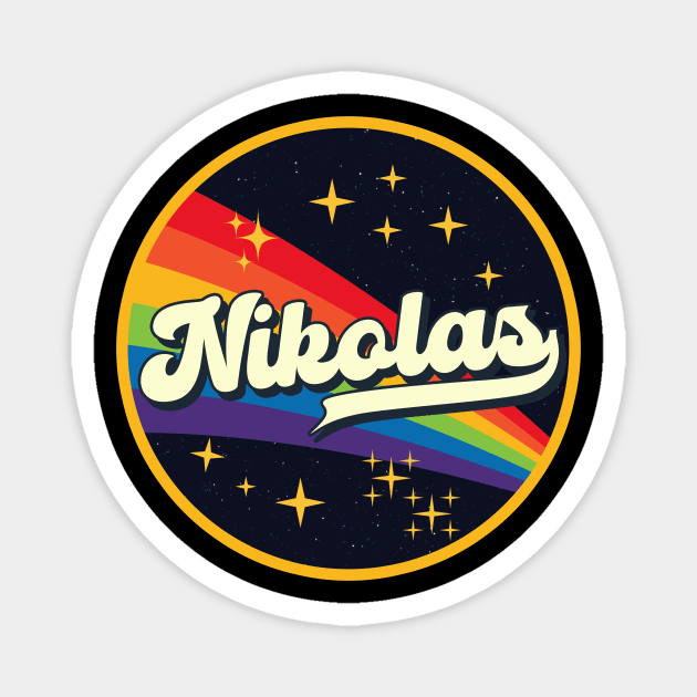 Nikolas // Rainbow In Space Vintage Style Magnet by LMW Art