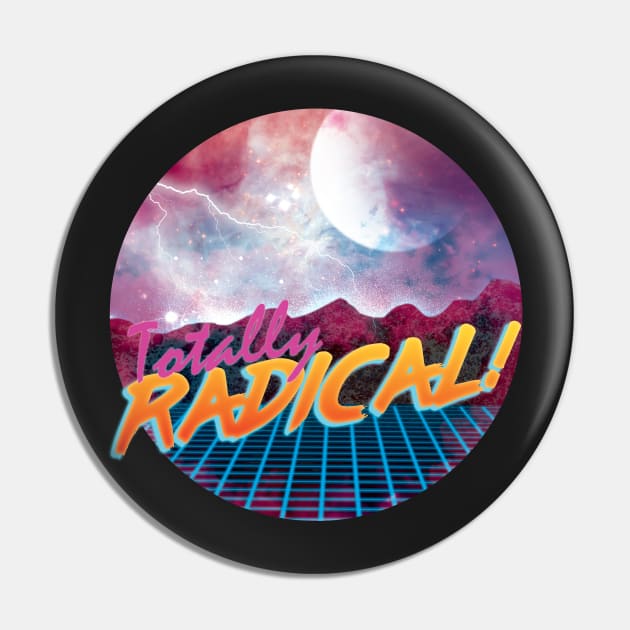 Totally Awesome 80's Retro Metal Space Rock Band Pin by lucidghost