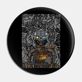 Embrace the Shadows: NFT Character - RobotMask Doodle - The Dark One Edition on TeePublic Pin