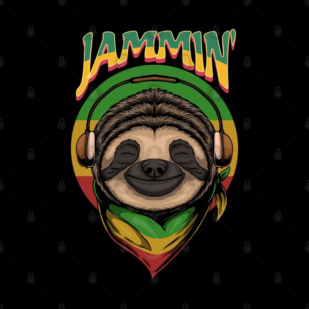 Reggae Sloth with Headphones – Jammin' by RockReflections