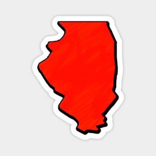 Bright Red Illinois Outline Magnet