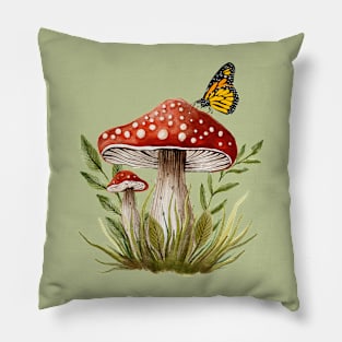 Mushroom and Butterfly Pillow