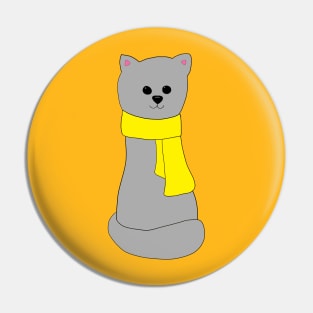 Cat in Yellow Scarf Pin