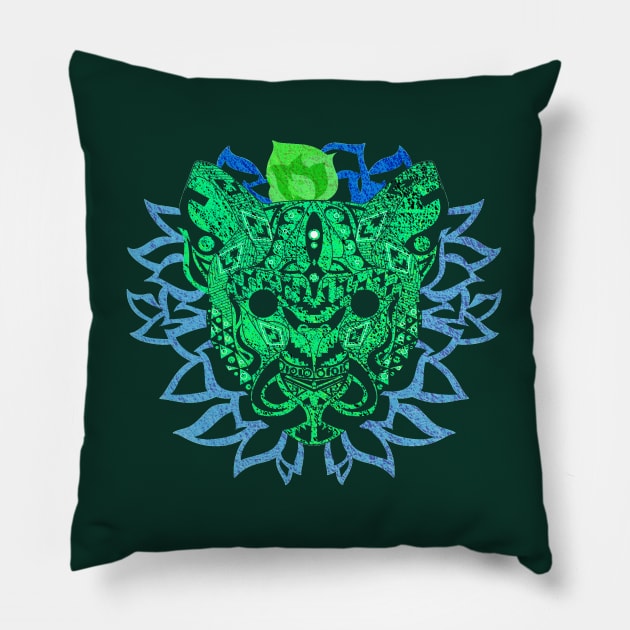 jewel panther cat in mexican tribal totonac art ecopop floral painting Pillow by jorge_lebeau