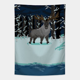 Pixel Art Reindeer Tapestry