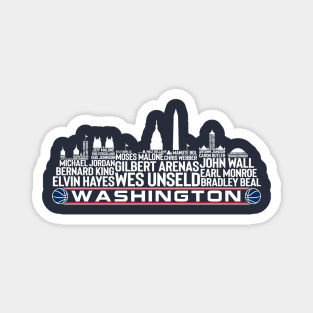 Washington State Basketball Team All Time Legends Washington D.C skyline Magnet