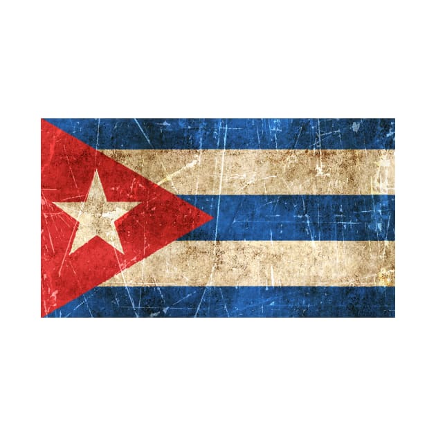 Vintage Aged and Scratched Cuban Flag by jeffbartels