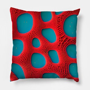 Abstract Teal and Red Pillow