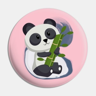 Cute Panda Eat Sweet Bamboo - Adorable Panda - Kawaii Panda Pin