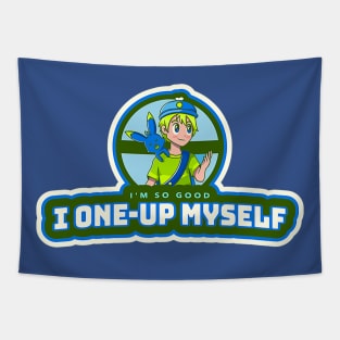 I'm so Good, I one-up Myself (anime boy with rabbit) Tapestry