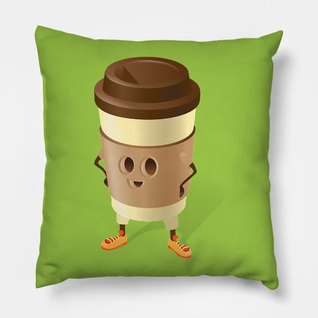 Happy Coffee Cup Pillow by OlyaYang