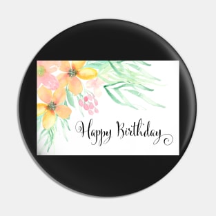 Watercolor Floral Birthday Greeting Card Pin