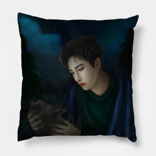 Bang Chan with little wolf , Stray kids Pillow