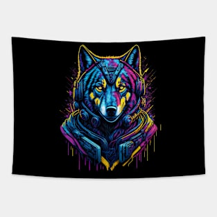 Space Suit Wolf Tapestry